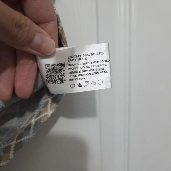 Cider Jacquard Quarter Zip Polo Geometric Short Sleeve Baby Blue Tee Sz Small - Picture 5 of 7